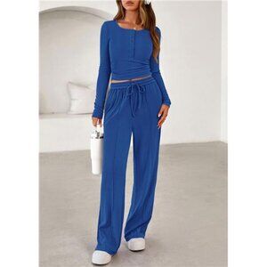Women's Trendy 2 Piece Outfits Lounge Sets Blue
